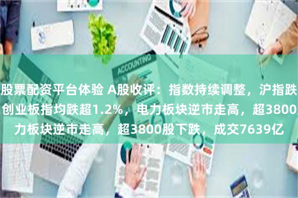 股票配资平台体验 A股收评：指数持续调整，沪指跌破3100点！深成指、创业板指均跌超1.2%，电力板块逆市走高，超3800股下跌，成交7639亿