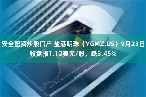 安全配资炒股门户 盐港明珠（YGMZ.US）9月23日收盘报1.12美元/股，跌3.45%